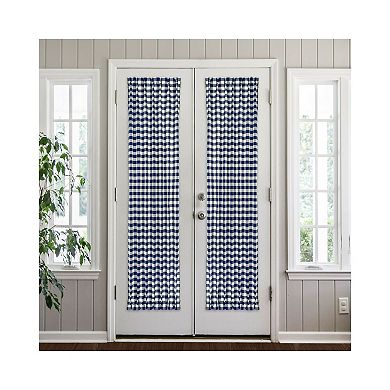 Kate Aurora Plaid Country Farmhouse French Door Curtain Panel With Matching Tieback