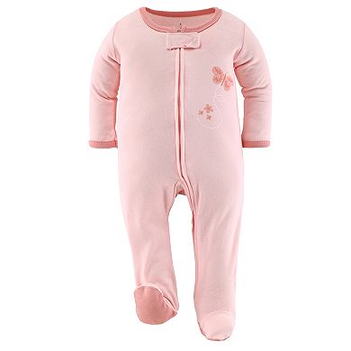 The Peanutshell Boho Butterfly Footed Baby Sleepers for Girls, 3 Pack