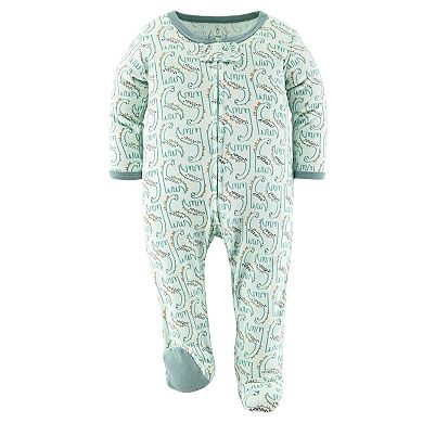 The Peanutshell Green Dino Footed Baby Sleepers for Boys, 3 Pack