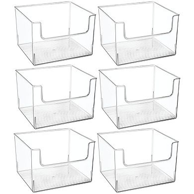 mDesign Plastic Kitchen Storage Organizer Bin with Open Front - 6 Pack ...