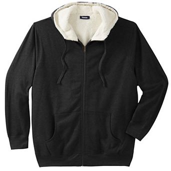 KingSize Men's Big & Tall Sherpa-Lined Fleece Zip Hoodie