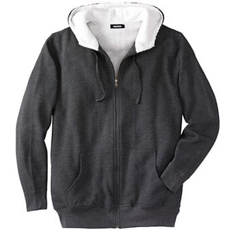KingSize Men's Big & Tall Sherpa-Lined Fleece Zip Hoodie