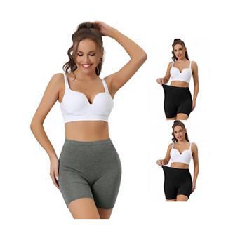 3 Packs Women's Mid-thigh Boxer Underwear Full Coverage Soft Stretch Boyshorts Panties