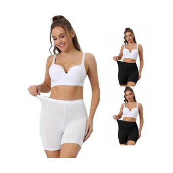 3 Packs Women's Mid-thigh Boxer Underwear Full Coverage Soft Stretch Boyshorts Panties