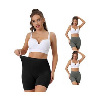 3 Packs Women's Mid-thigh Boxer Underwear Full Coverage Soft Stretch Boyshorts Panties