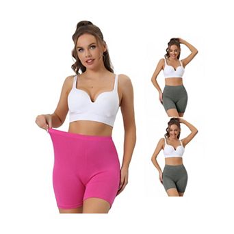 3 Packs Women's Mid-thigh Boxer Underwear Full Coverage Soft Stretch Boyshorts Panties