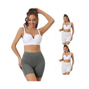 3 Packs Women's Mid-thigh Boxer Underwear Full Coverage Soft Stretch Boyshorts Panties