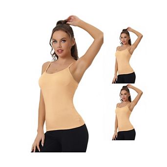 3 Packs Womens Camisole Inset Bra Padded Adjustable Spaghetti Straps Sleeveless Tank Tops