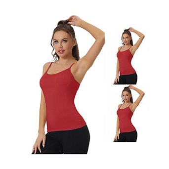 3 Packs Womens Camisole Inset Bra Padded Adjustable Spaghetti Straps Sleeveless Tank Tops