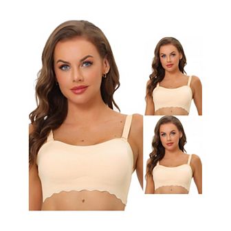 3 Packs Women's Wirefree Smooth Solid Non-slip Strapless Bandeau Bras