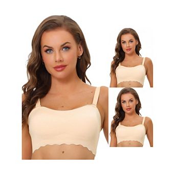 3 Packs Women's Wirefree Smooth Solid Non-slip Strapless Bandeau Bras