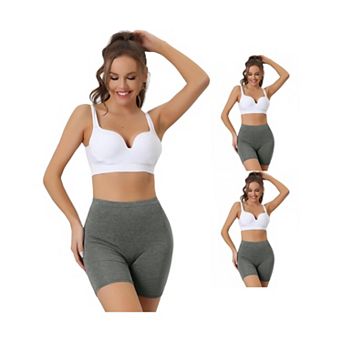 3 Packs Womens Mid-thigh Boxer Underwear Full Coverage Soft Stretch Boyshorts Panties