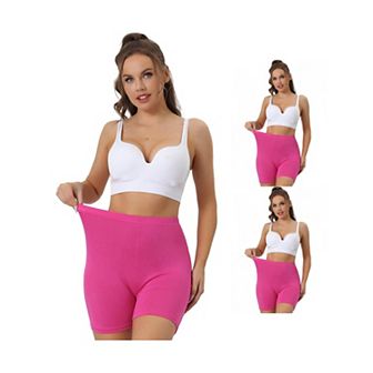 3 Packs Womens Mid-thigh Boxer Underwear Full Coverage Soft Stretch Boyshorts Panties
