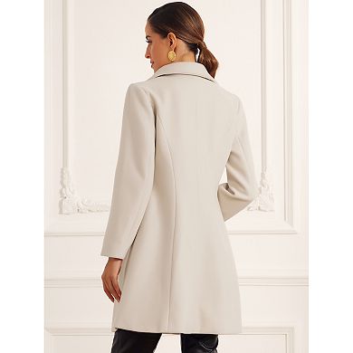 Elegant Winter Coat For Women's Work Stand Collar Buttoned Outwear Overcoat