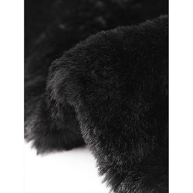 Faux Fur Coat For Women's With Pockets Long Sleeve Open Front Fluffy Jackets