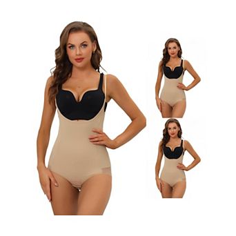 3 Packs Womens Mesh Tummy Control Slimming Sculpting Adjustable Straps Open Bust Full Shapewear