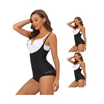 3 Packs Womens Mesh Tummy Control Slimming Sculpting Adjustable Straps Open Bust Full Shapewear