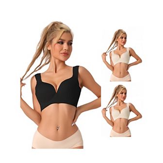 3 Packs Women's Lingerie Adjustable Straps Full-coverage Push Up Vest Bras