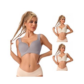 3 Packs Women's Lingerie Adjustable Straps Full-coverage Push Up Vest Bras