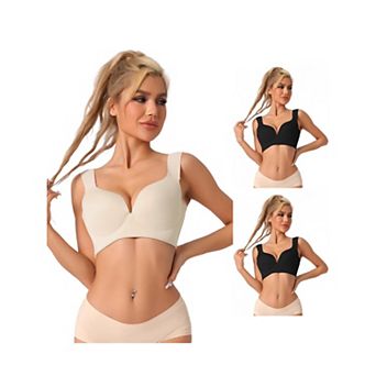 3 Packs Women's Lingerie Adjustable Straps Full-coverage Push Up Vest Bras