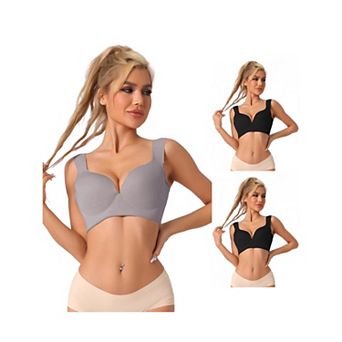 3 Packs Women's Lingerie Adjustable Straps Full-coverage Push Up Vest Bras