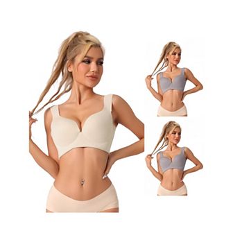3 Packs Women's Lingerie Adjustable Straps Full-coverage Push Up Vest Bras