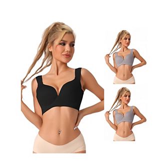 3 Packs Women's Lingerie Adjustable Straps Full-coverage Push Up Vest Bras