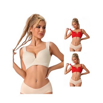 3 Packs Women's Lingerie Adjustable Straps Full-coverage Push Up Vest Bras