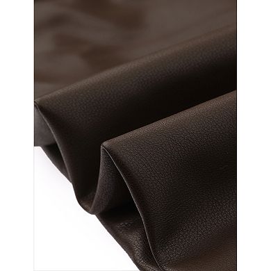 Faux Leather Long Jacket For Women's Lapel Slim Fit Long Sleeve Zip Coat