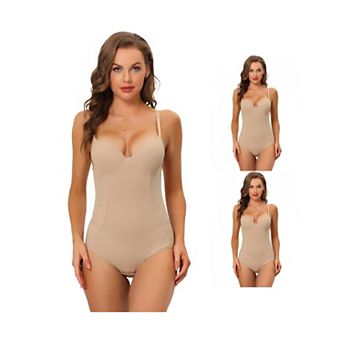 3 Packs Women's Adjustable Shoulder Strap Tummy Control Shaping Full Leotards