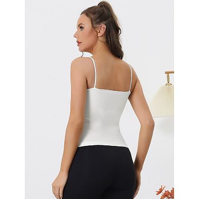 3 Packs Women's Bandeau Camisole Spaghetti Strap Tank Top, Built-in Bra Padded Sleeveless