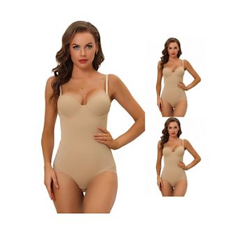3 Packs Women's Adjustable Straps Leotard Jumpsuit Tummy Control Bodysuit Shapewears With Bras