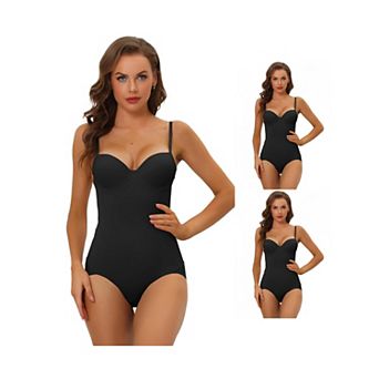 3 Packs Women's Adjustable Straps Leotard Jumpsuit Tummy Control Bodysuit Shapewears With Bras