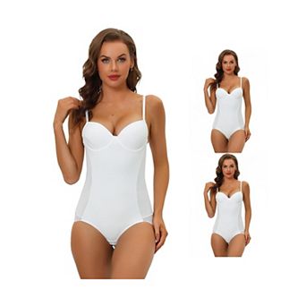 3 Packs Women's Adjustable Straps Leotard Jumpsuit Tummy Control Bodysuit Shapewears With Bras