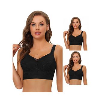 3 Packs Women's Full Coverage Wide Straps Longline Hem Wirefree Bras