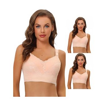 3 Packs Women's Full Coverage Wide Straps Longline Hem Wirefree Bras