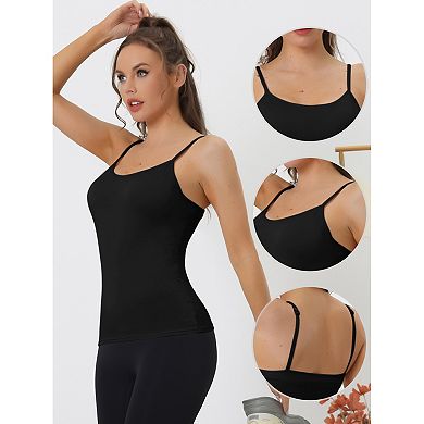 3 Packs Women's Camisole Built-in Bra Padded Adjustable Spaghetti Strap Sleeveless Tanks Tops