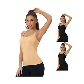 3 Packs Women's Camisole Built-in Bra Padded Adjustable Spaghetti Strap Sleeveless Tanks Tops