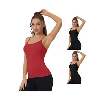 3 Packs Women's Camisole Built-in Bra Padded Adjustable Spaghetti Strap Sleeveless Tanks Tops