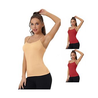 3 Packs Women's Camisole Built-in Bra Padded Adjustable Spaghetti Strap Sleeveless Tanks Tops