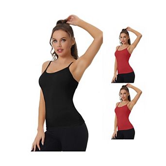 3 Packs Women's Camisole Built-in Bra Padded Adjustable Spaghetti Strap Sleeveless Tanks Tops