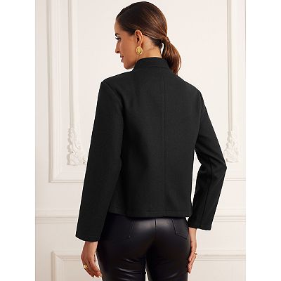 Double Breasted Coat For Women's Stand Collar Winter Casual