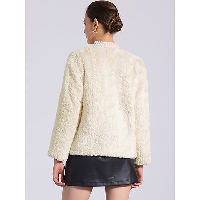 Women's Faux Fur Cropped Jackets Fluffy Toggle Short Coats