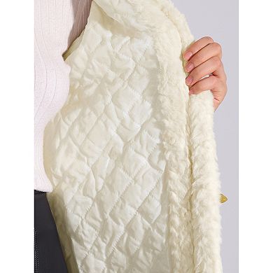 Women's Faux Fur Cropped Jackets Fluffy Toggle Short Coats