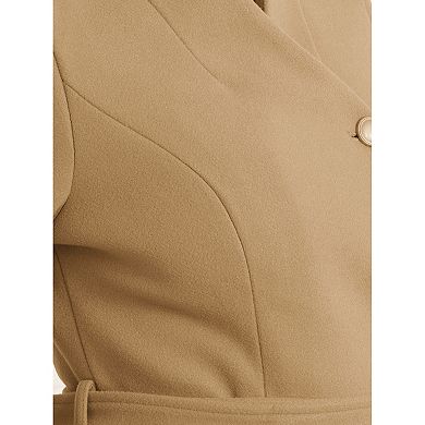 Elegant Outerwear Coats for Women's Stand Collar Long Sleeve Button Belt Winter Classic Long Coat