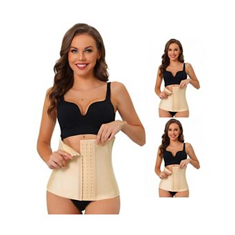 3 Packs Women's 3 Hooks Waist Corset Workout Tummy Control Body Shaper For Weight Loss