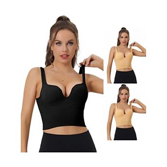 3 Packs Women's Sports Bra Wirefree Medium Support Camisole Push Up Workout Yoga Bralette