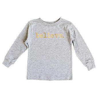 Believe Raised Print Youth Long Sleeve Graphic Tee