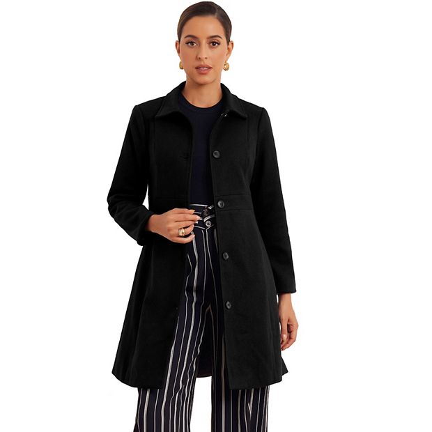 Lapel Coats For Women s Button Down Single Breasted Long Sleeve Elegant Winter Pea Coat