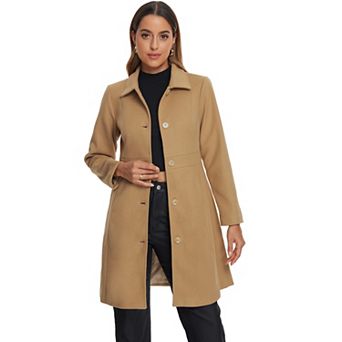 Lapel Coats For Women's Button Down Single Breasted Long Sleeve Elegant Winter Pea Coat